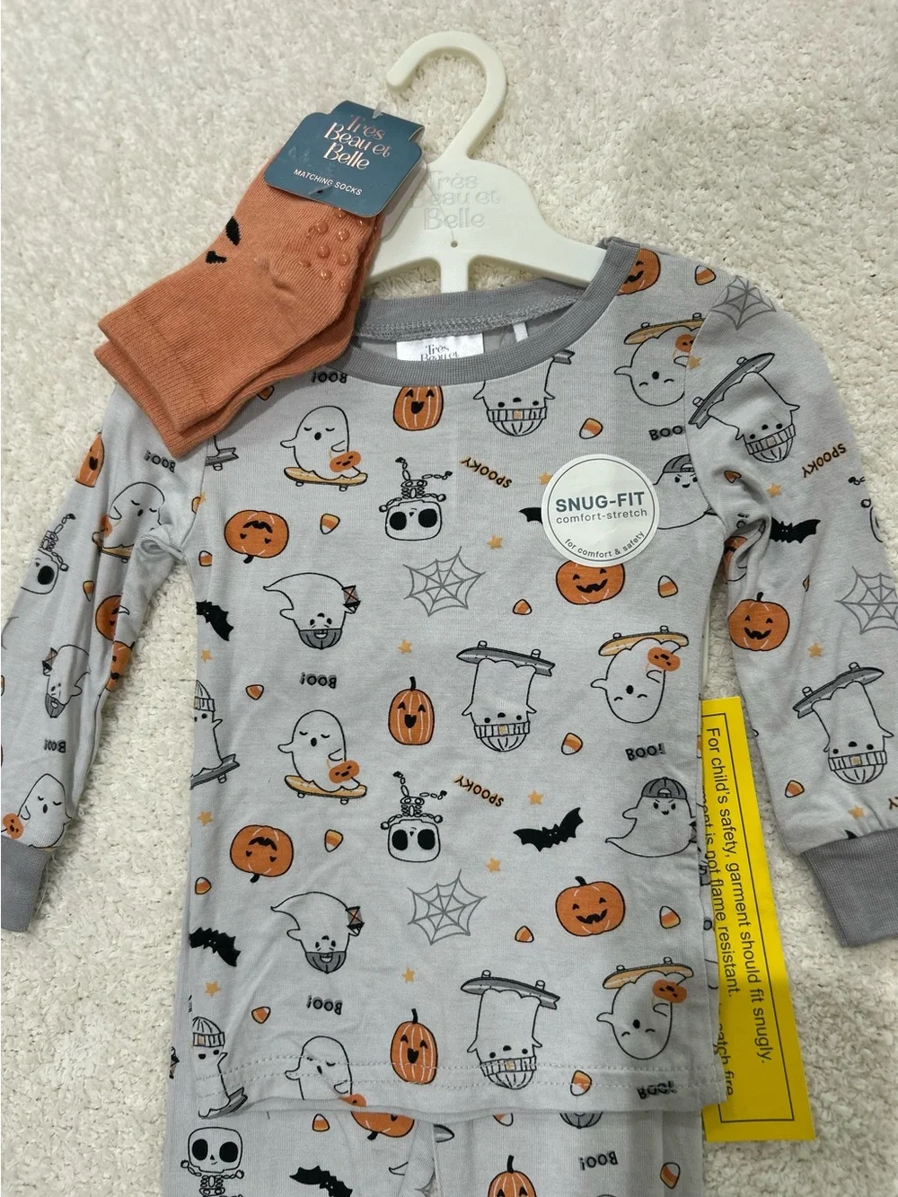 Tres Beau et Belle Bamboo Halloween Ghost Skater Pajama Set Size 12 Month NWT
